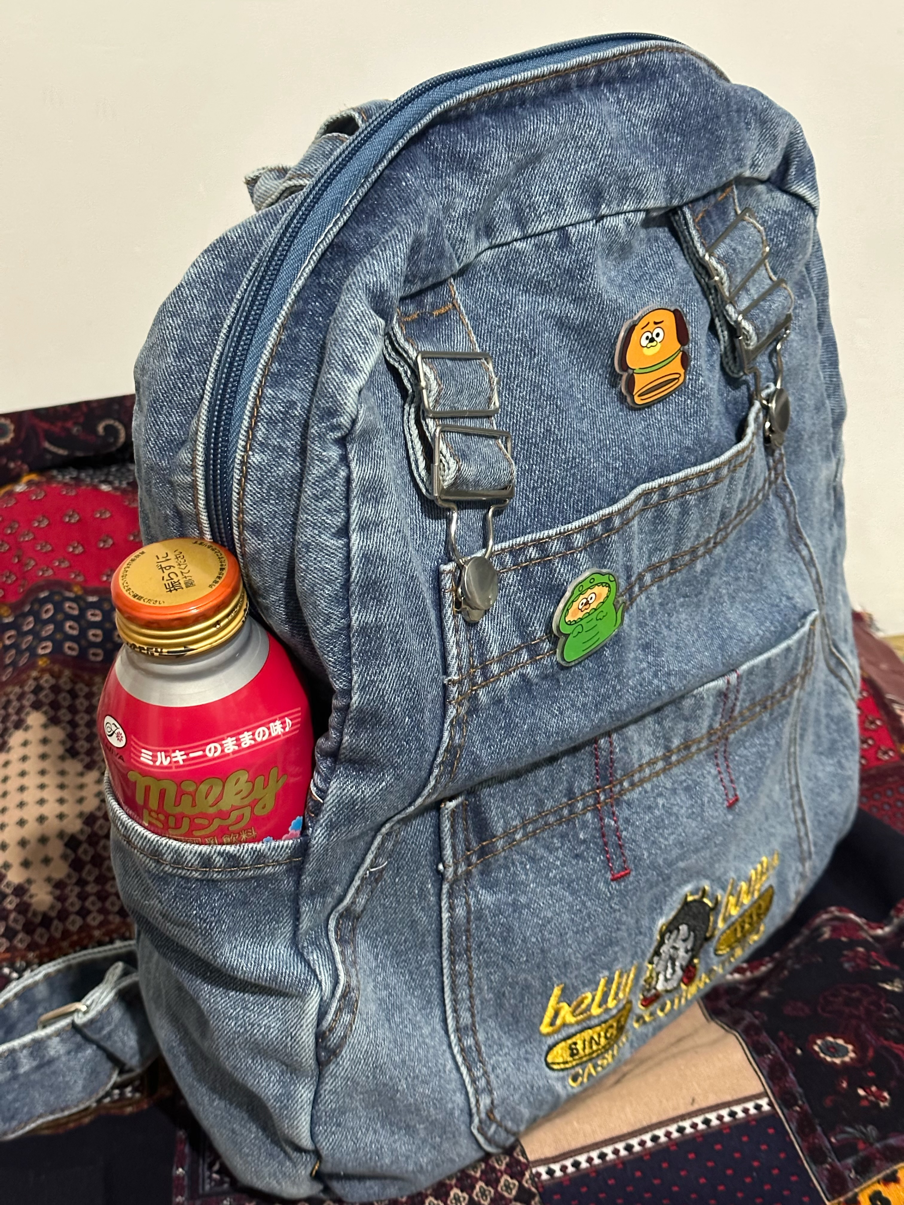 Retro Denim Backpack for Students - Large Capacity Casual Book Bag, Trendy Handbag for School, Y2K Style Retro Denim Backpack for Students - Large Capacity Casual Book Bag, Trendy Handbag for School, Y2K Style