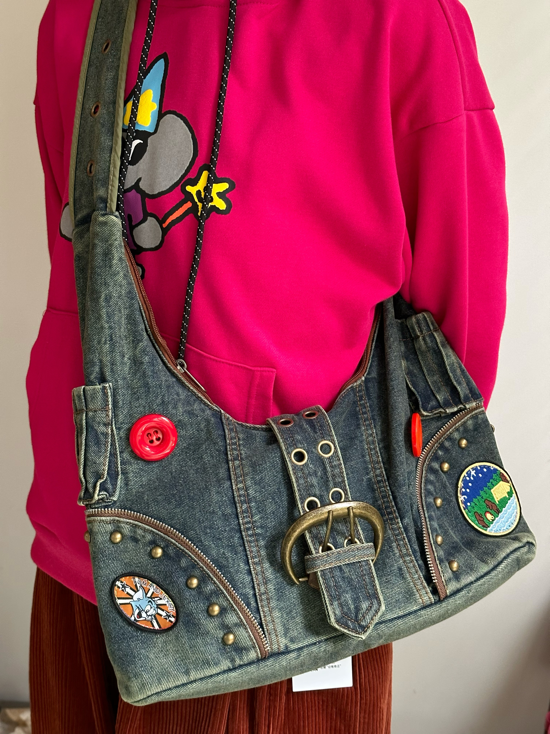 Retro Denim Shoulder Crossbody Bag - Stylish Large-Capacity Tote for Trendy Girls - Casual Y2K Fashion Accessory