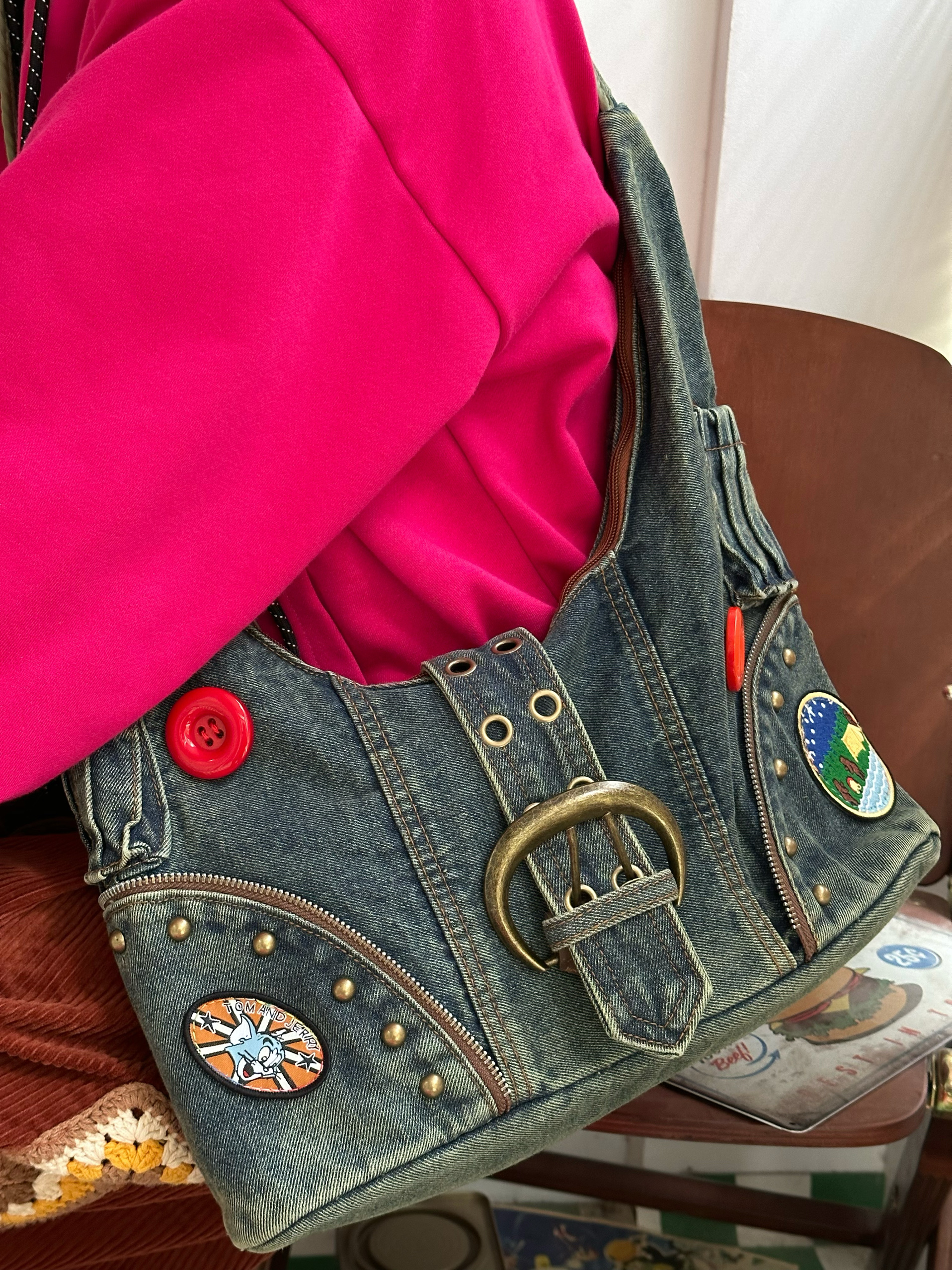 Retro Denim Shoulder Crossbody Bag - Stylish Large-Capacity Tote for Trendy Girls - Casual Y2K Fashion Accessory