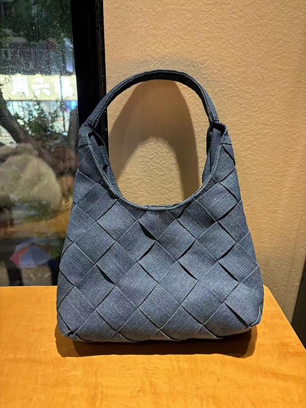 Retro Denim Woven Crescent Handbag - Casual Large Capacity Underarm Tote & Shoulder Bag for Women