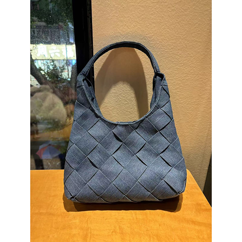 Retro Denim Woven Crescent Handbag - Casual Large Capacity Underarm Tote & Shoulder Bag for Women