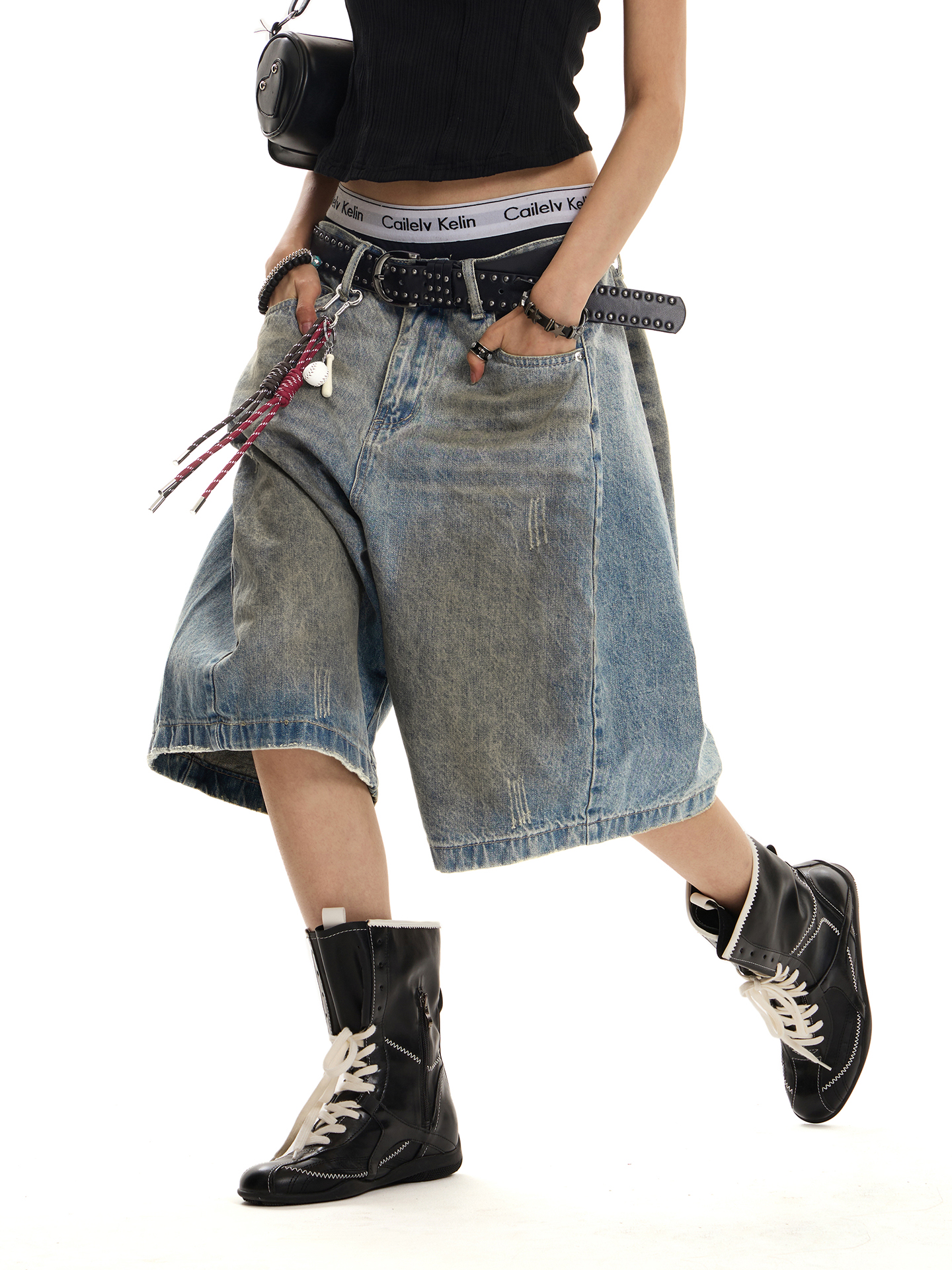 Retro Distressed Wide-Leg Denim Capri Pants for Unisex - Casual Street Style Loose Fit Shorts Retro Distressed Wide-Leg Denim Capri Pants for Unisex - Casual Street Style Loose Fit Shorts