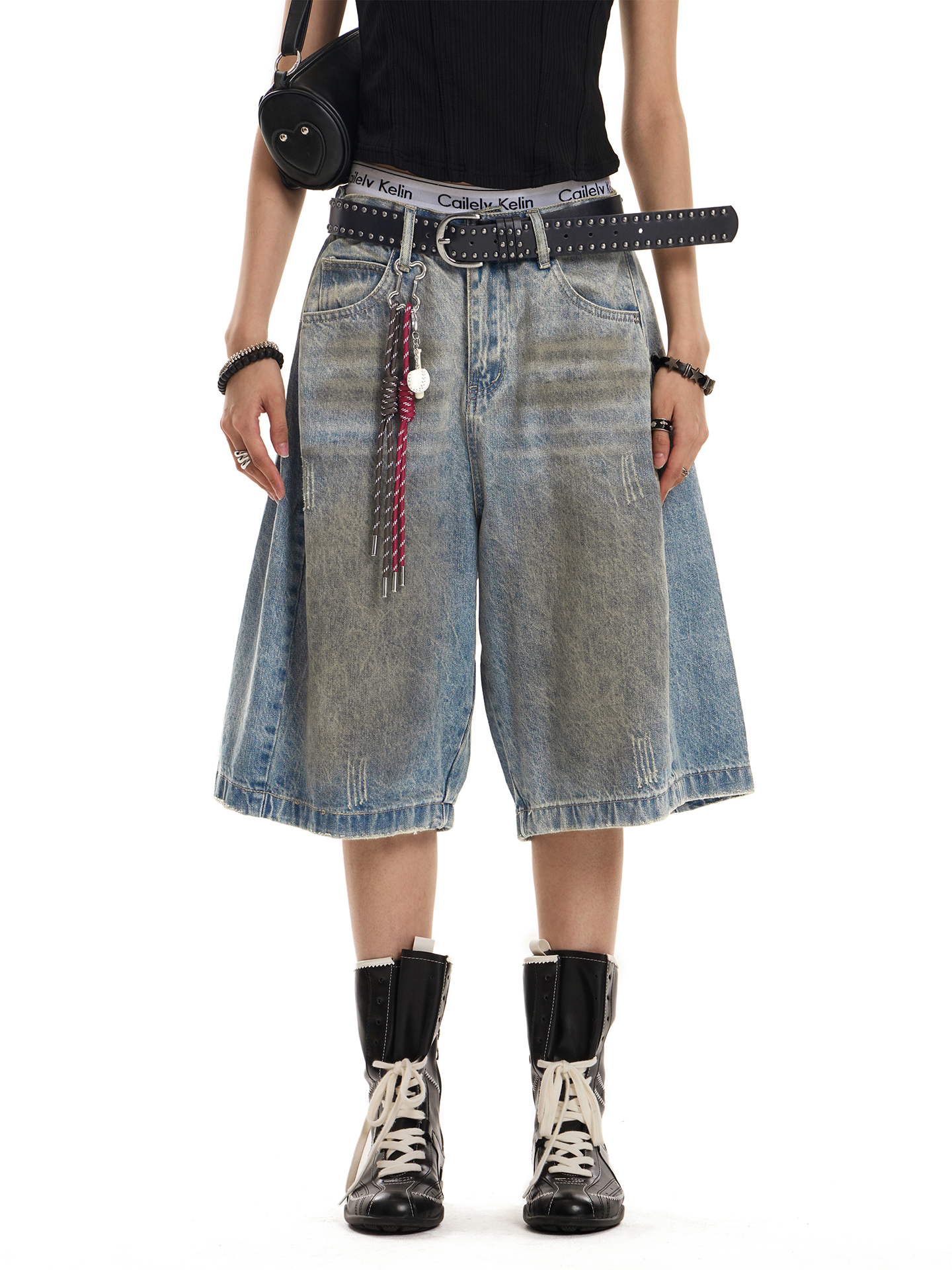 Retro Distressed Wide-Leg Denim Capri Pants for Unisex - Casual Street Style Loose Fit Shorts Retro Distressed Wide-Leg Denim Capri Pants for Unisex - Casual Street Style Loose Fit Shorts