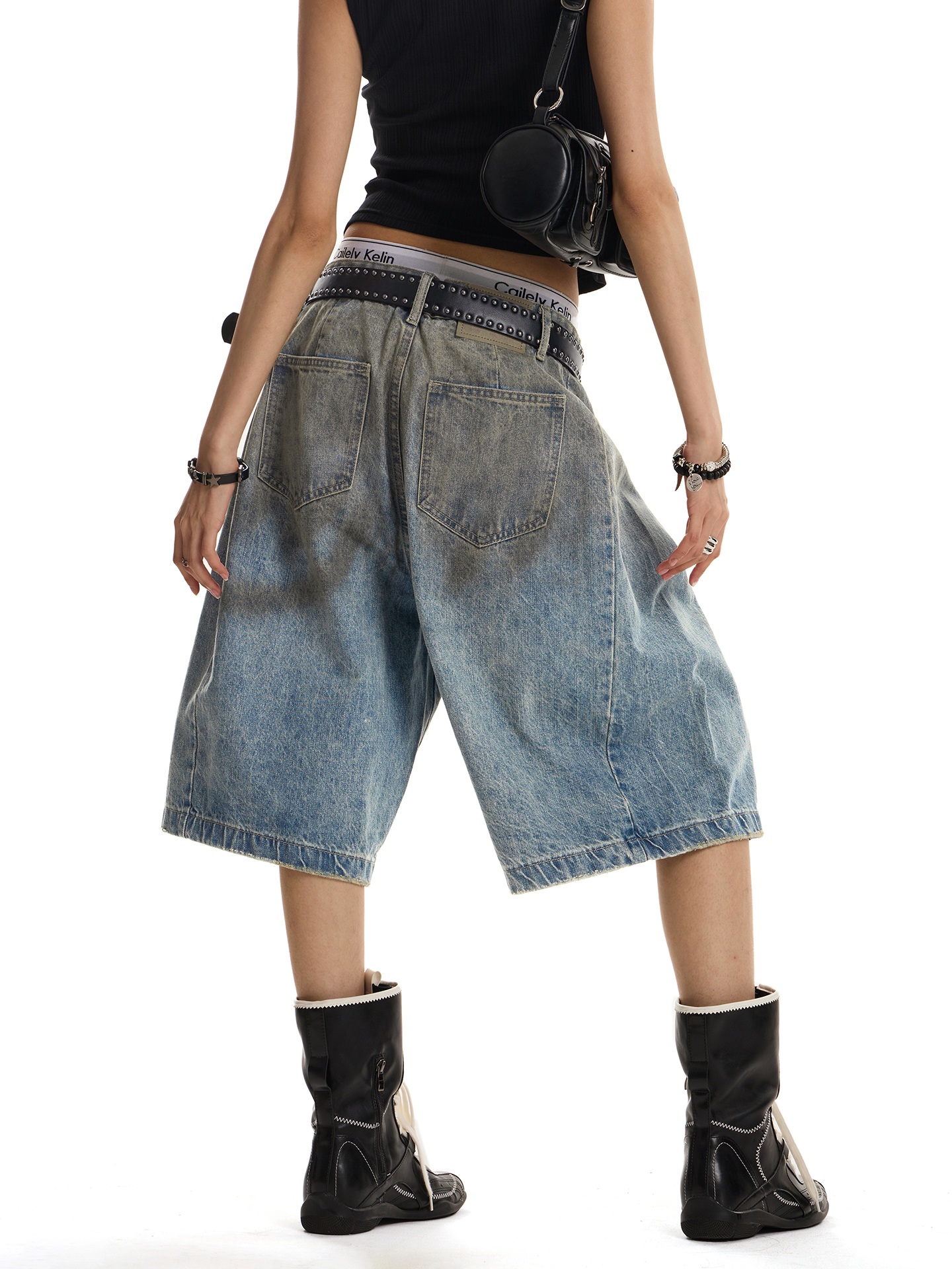 Retro Distressed Wide-Leg Denim Capri Pants for Unisex - Casual Street Style Loose Fit Shorts Retro Distressed Wide-Leg Denim Capri Pants for Unisex - Casual Street Style Loose Fit Shorts