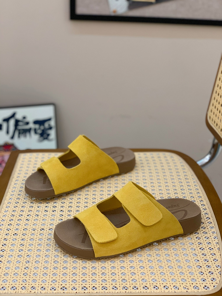 Retro Flat Slip-On Sandals for Women - Versatile Magic Tape Outdoor Slippers for Summer 2025