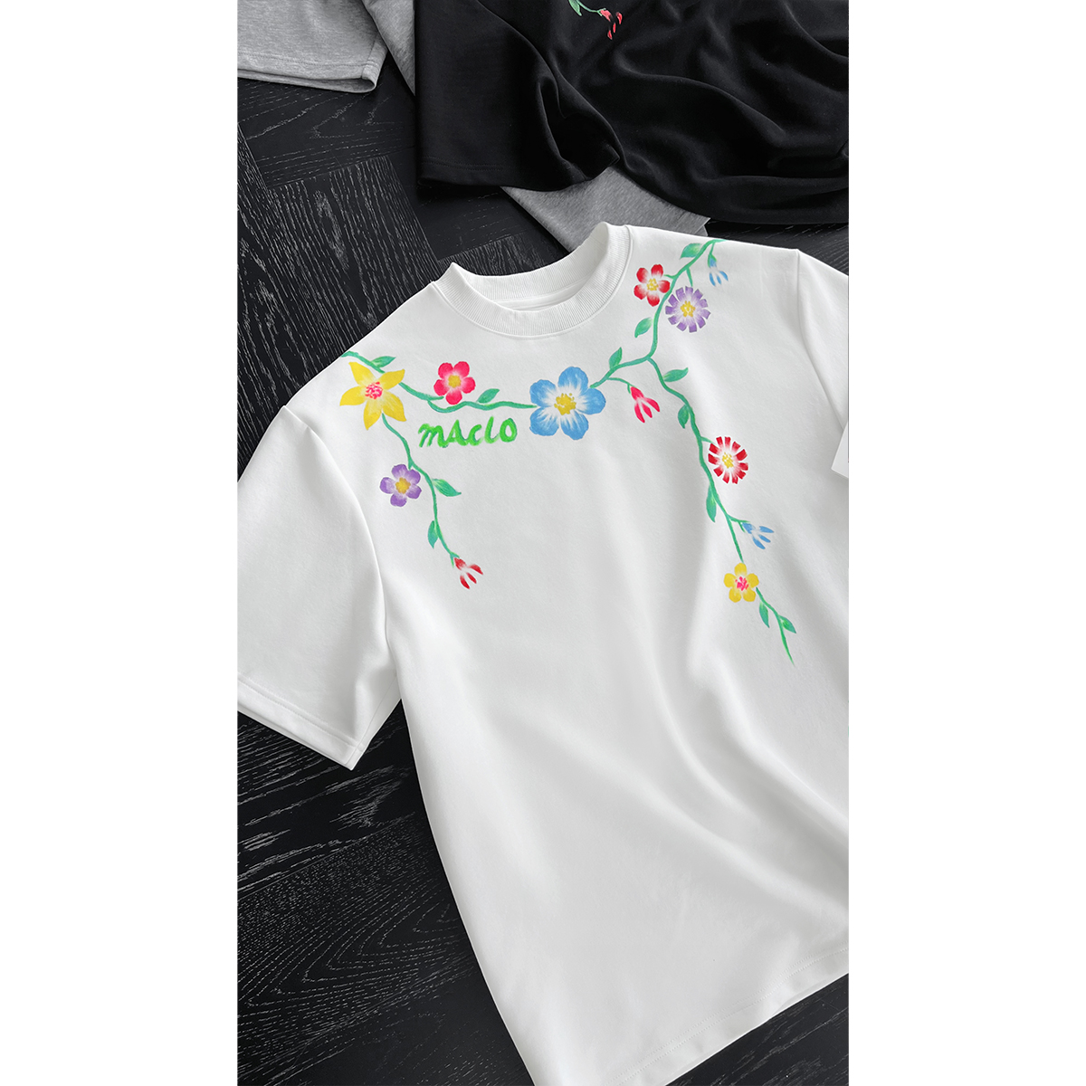 Retro Floral Print Round Neck Short Sleeve T-Shirt - High-Quality Minimalist Summer Style for 90s and Y2K Fashion