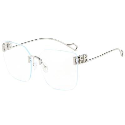 Retro Frameless Square Glasses for Women - Minimalist Large Frame, Blue Light Blocking, Trendy Prescription Eyewear for Round Faces Retro Frameless Square Glasses for Women - Minimalist Large Frame, Blue Light Blocking, Trendy Prescription Eyewear for Round Faces