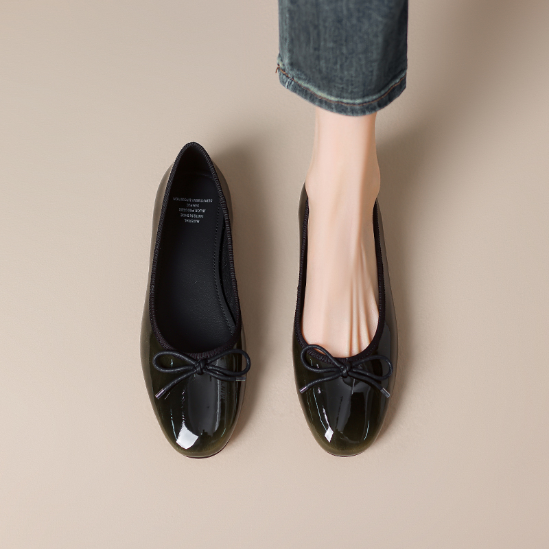 Retro French Bow Gradient Color Flat Shoes for Women - Stylish Shallow Mouth Leather Loafers Retro French Bow Gradient Color Flat Shoes for Women - Stylish Shallow Mouth Leather Loafers