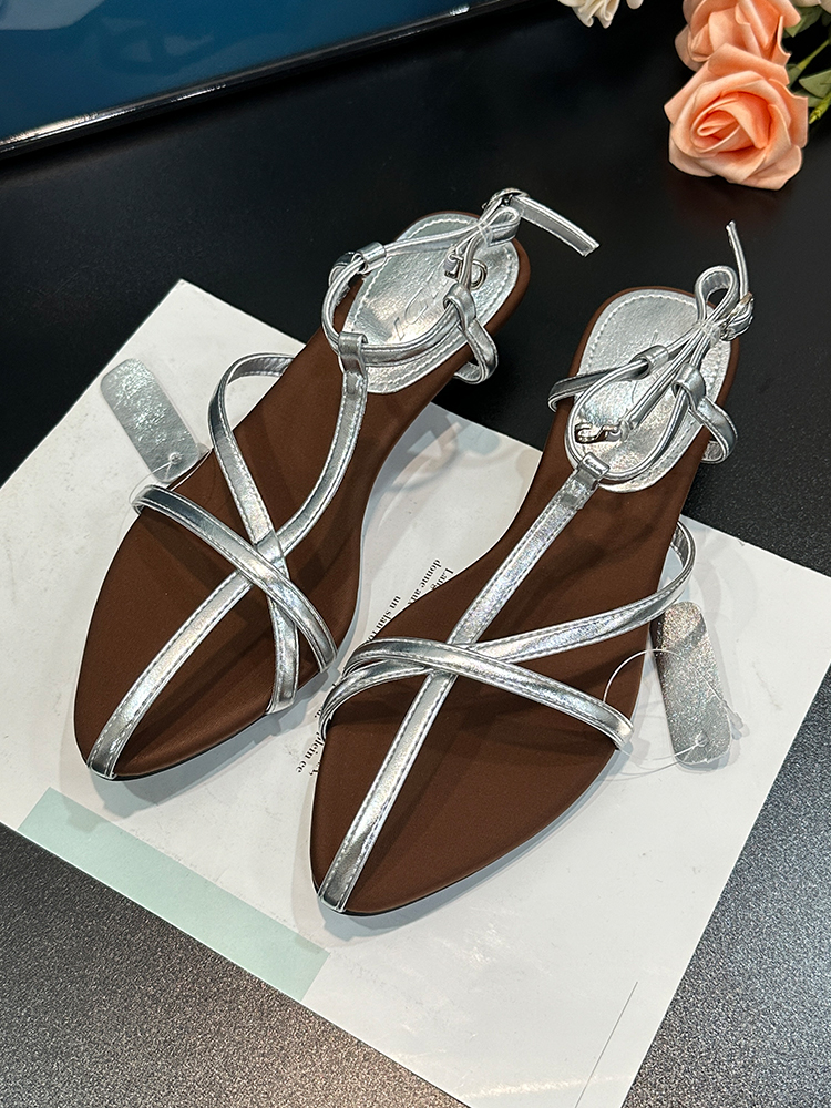 Retro French-Style Cross-Strap Wedge Sandals for Women - Chunky Heeled Roman Shoes for Summer 2025, Perfect with Skirts & Fairy Style