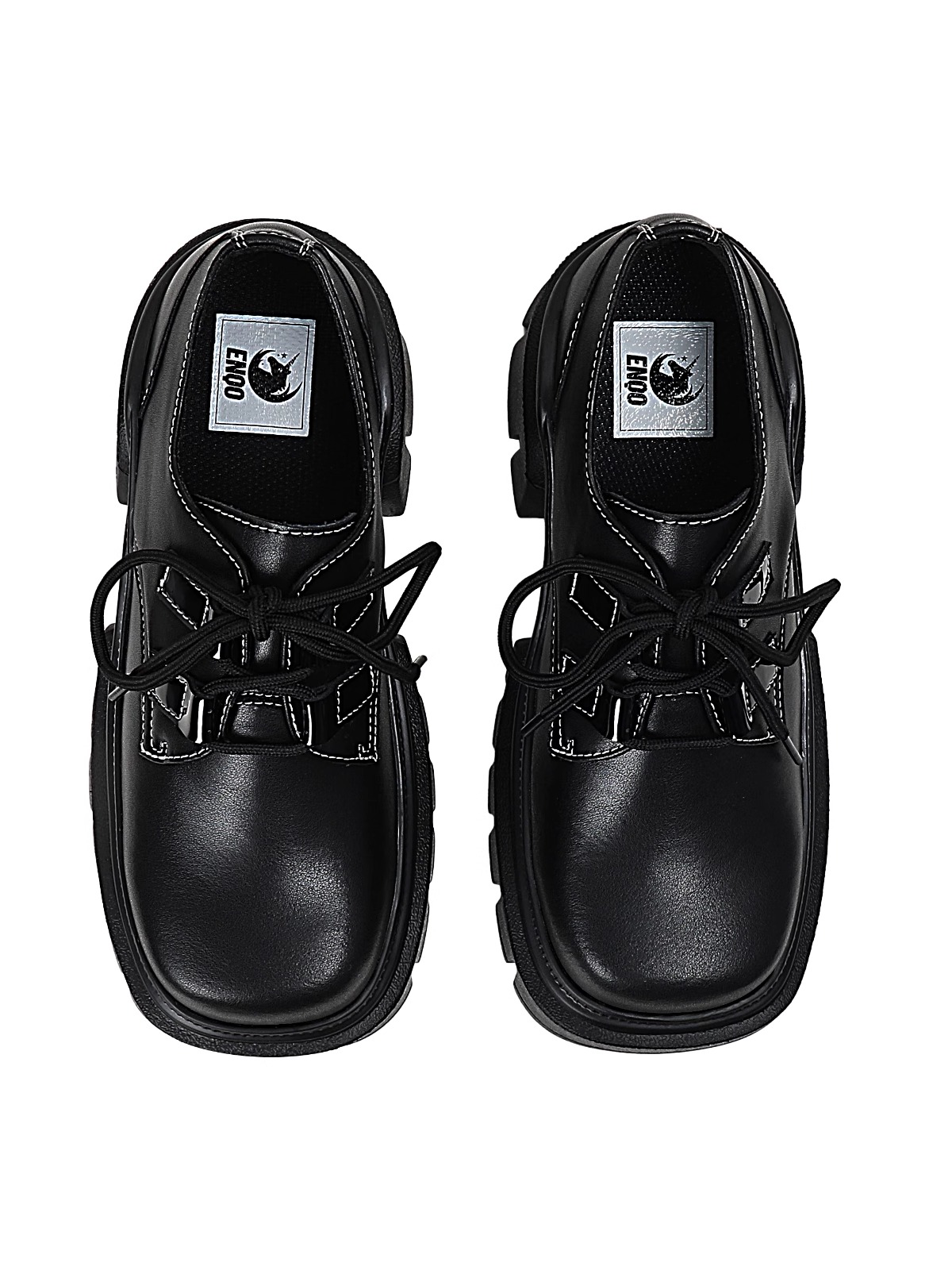 Retro Gender-Neutral Thick-Soled Black Leather Flats for Women - 2025 Spring/Summer British Style Footwear Retro Gender-Neutral Thick-Soled Black Leather Flats for Women - 2025 Spring/Summer British Style Footwear