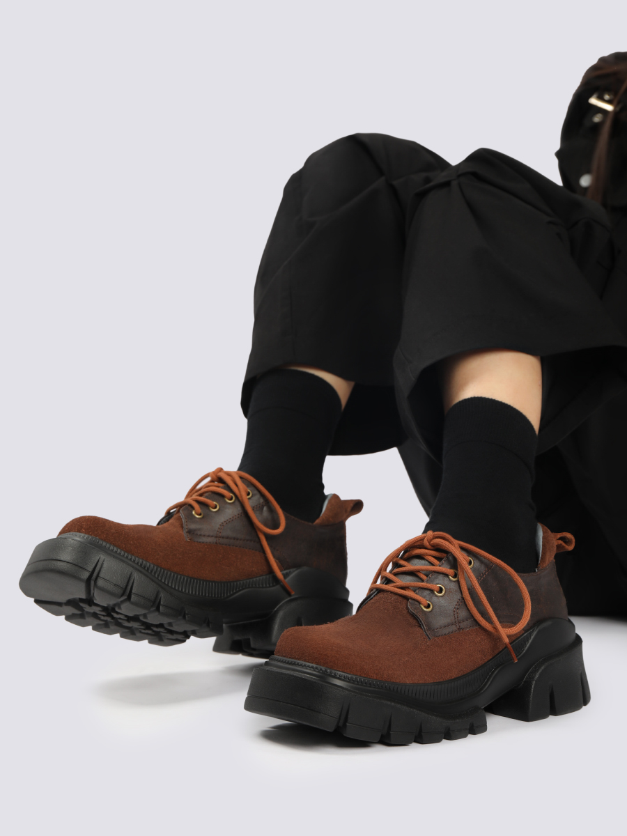 Retro Genuine Leather Unisex Small Shoes for Women - 2025 Spring Summer Thick-Soled Unique Design Retro Genuine Leather Unisex Small Shoes for Women - 2025 Spring Summer Thick-Soled Unique Design