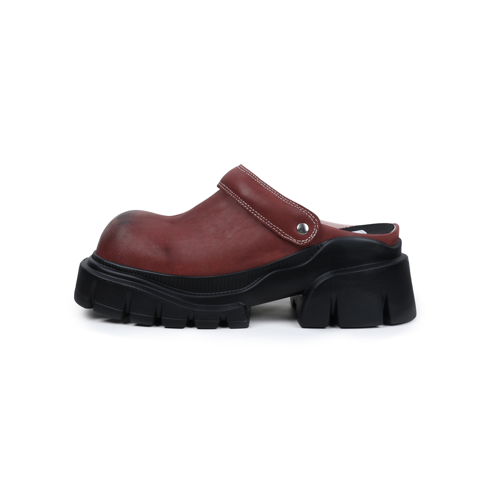 Retro Half Slippers for Women - 2025 Summer British Style Genuine Leather Open-Toe Thick-Soled Shoes