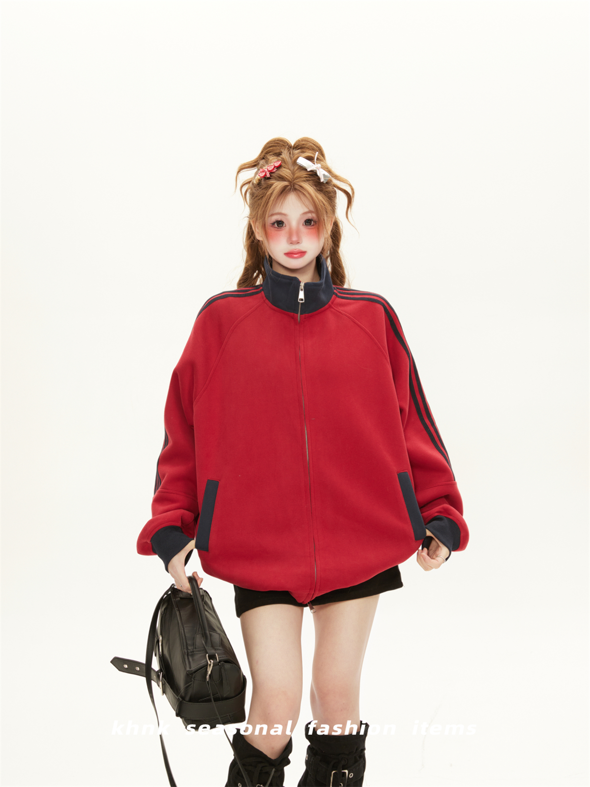 Retro Jersey-Style Zip-Up Stand Collar Jacket for Women - Spring 2025 Loose Baseball Sweatshirt Cardigan Trend Retro Jersey-Style Zip-Up Stand Collar Jacket for Women - Spring 2025 Loose Baseball Sweatshirt Cardigan Trend