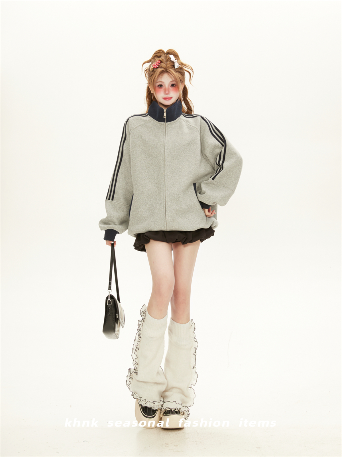 Retro Jersey-Style Zip-Up Stand Collar Jacket for Women - Spring 2025 Loose Baseball Sweatshirt Cardigan Trend Retro Jersey-Style Zip-Up Stand Collar Jacket for Women - Spring 2025 Loose Baseball Sweatshirt Cardigan Trend