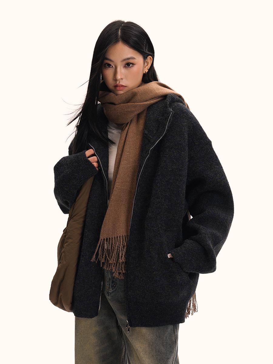 Retro Knitted Hoodie Sweater Jacket for Men and Women, Loose Fit, Trendy American Style, Casual BF Style, 90s Inspired Retro Knitted Hoodie Sweater Jacket for Men and Women, Loose Fit, Trendy American Style, Casual BF Style, 90s Inspired