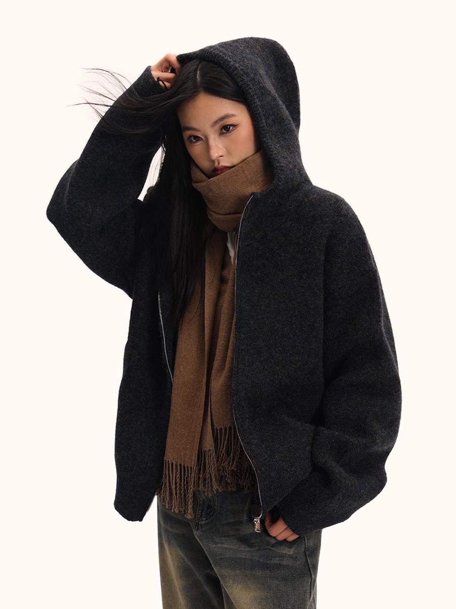 Retro Knitted Hoodie Sweater Jacket for Men and Women, Loose Fit, Trendy American Style, Casual BF Style, 90s Inspired Retro Knitted Hoodie Sweater Jacket for Men and Women, Loose Fit, Trendy American Style, Casual BF Style, 90s Inspired