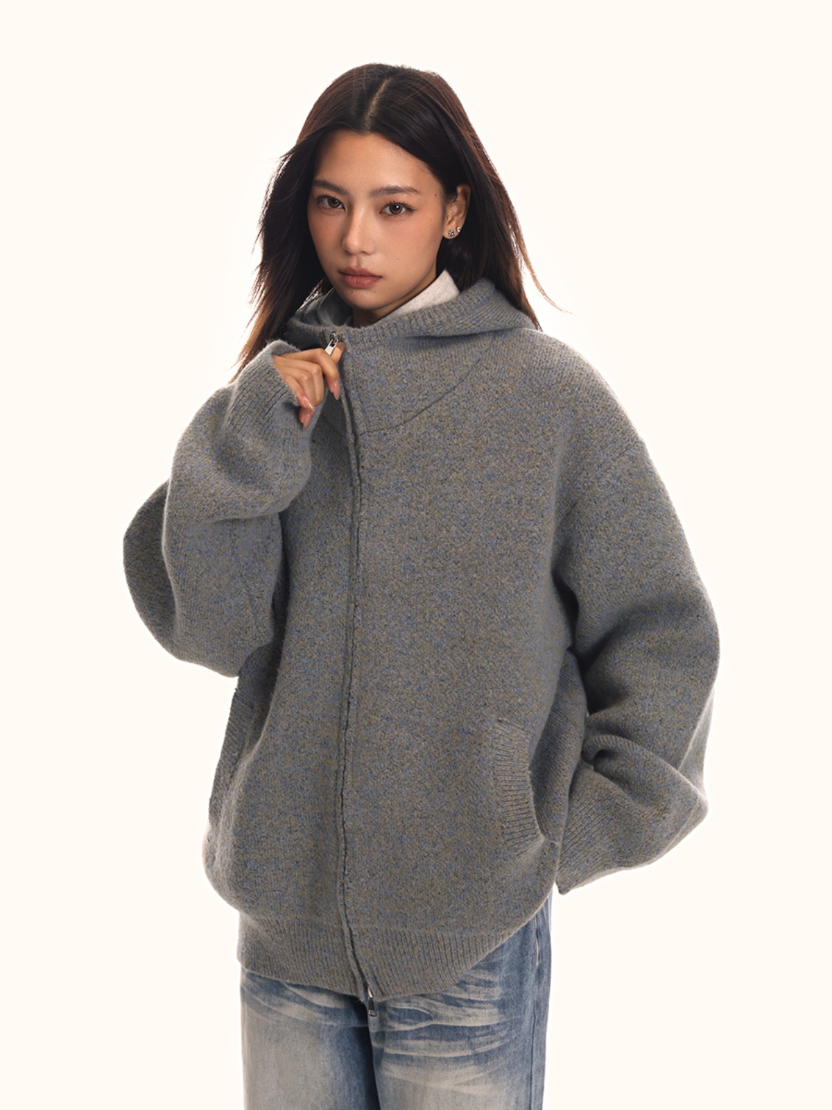 Retro Knitted Hoodie Sweater Jacket for Men and Women, Loose Fit, Trendy American Style, Casual BF Style, 90s Inspired Retro Knitted Hoodie Sweater Jacket for Men and Women, Loose Fit, Trendy American Style, Casual BF Style, 90s Inspired