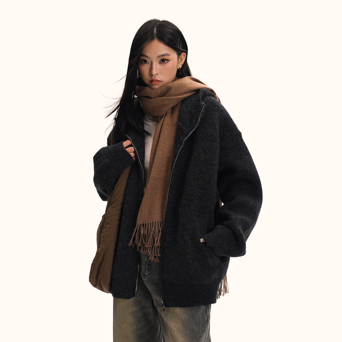 Retro Knitted Hoodie Sweater Jacket for Men and Women, Loose Fit, Trendy American Style, Casual BF Style, 90s Inspired Retro Knitted Hoodie Sweater Jacket for Men and Women, Loose Fit, Trendy American Style, Casual BF Style, 90s Inspired