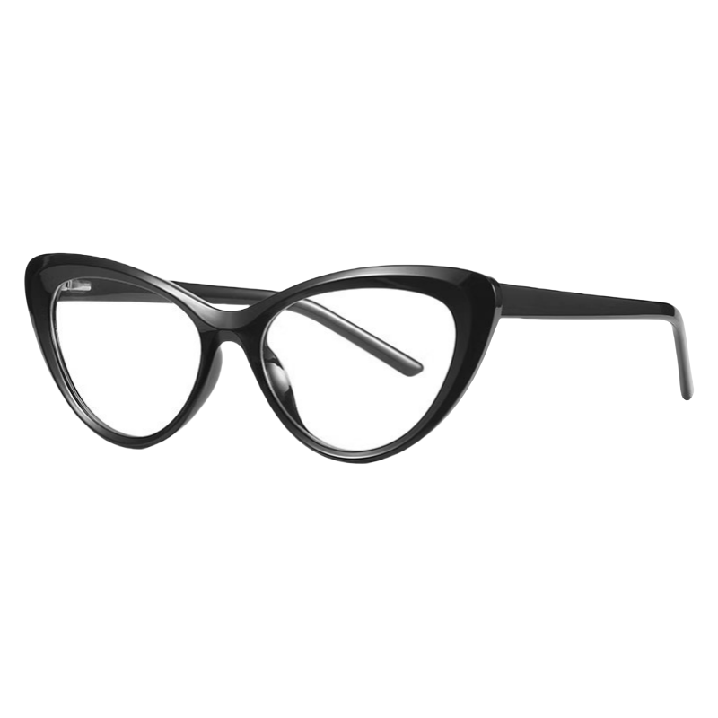 Retro Korean Cat-Eye Black Frame Blue Light Blocking Glasses for Women, Stylish Prescription Ready, Ideal for Round Faces, Y2K Fashion