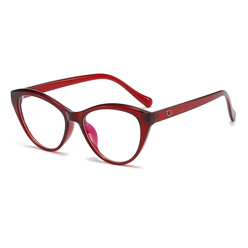 Retro Korean-Style Cat-Eye TR90 Ultra-Light Red Women's Trendy Face Slimming Blue Light Blocking Prescription Glasses