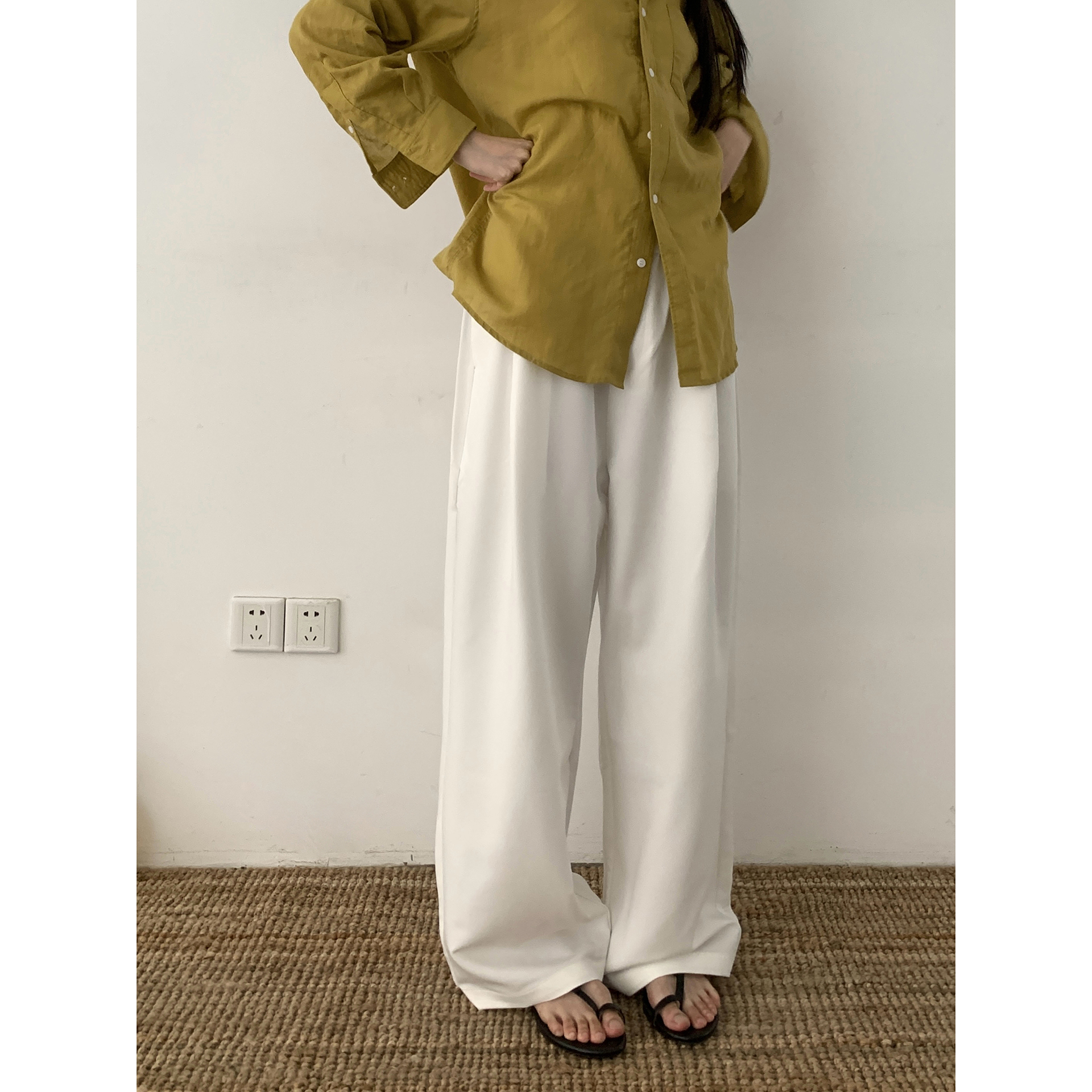 Retro Minimalist Draped Casual Trousers for Men and Women - Loose Fit Straight-Leg Pants, High-End Y2K Style