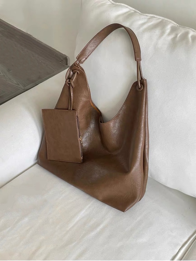 Retro Minimalist Tote Bag for Women - Soft Large Capacity Commuter Shoulder Bag, 2025 Fashion, Everyday Casual Style