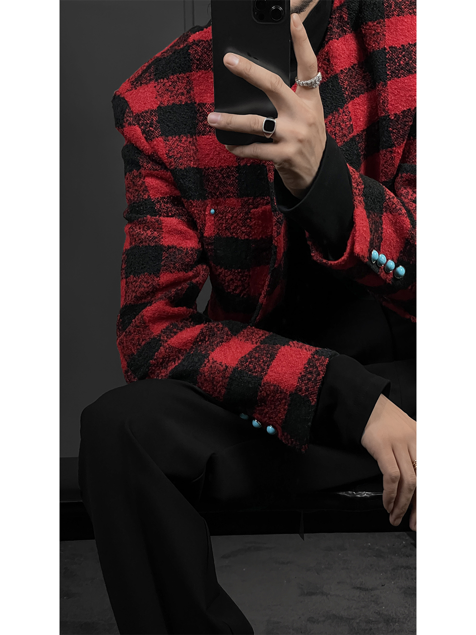 Retro Plaid Oversized Jacket Coat with Wind Collarless Design - Trendy Autumn Fashion for a High-End Look Retro Plaid Oversized Jacket Coat with Wind Collarless Design - Trendy Autumn Fashion for a High-End Look