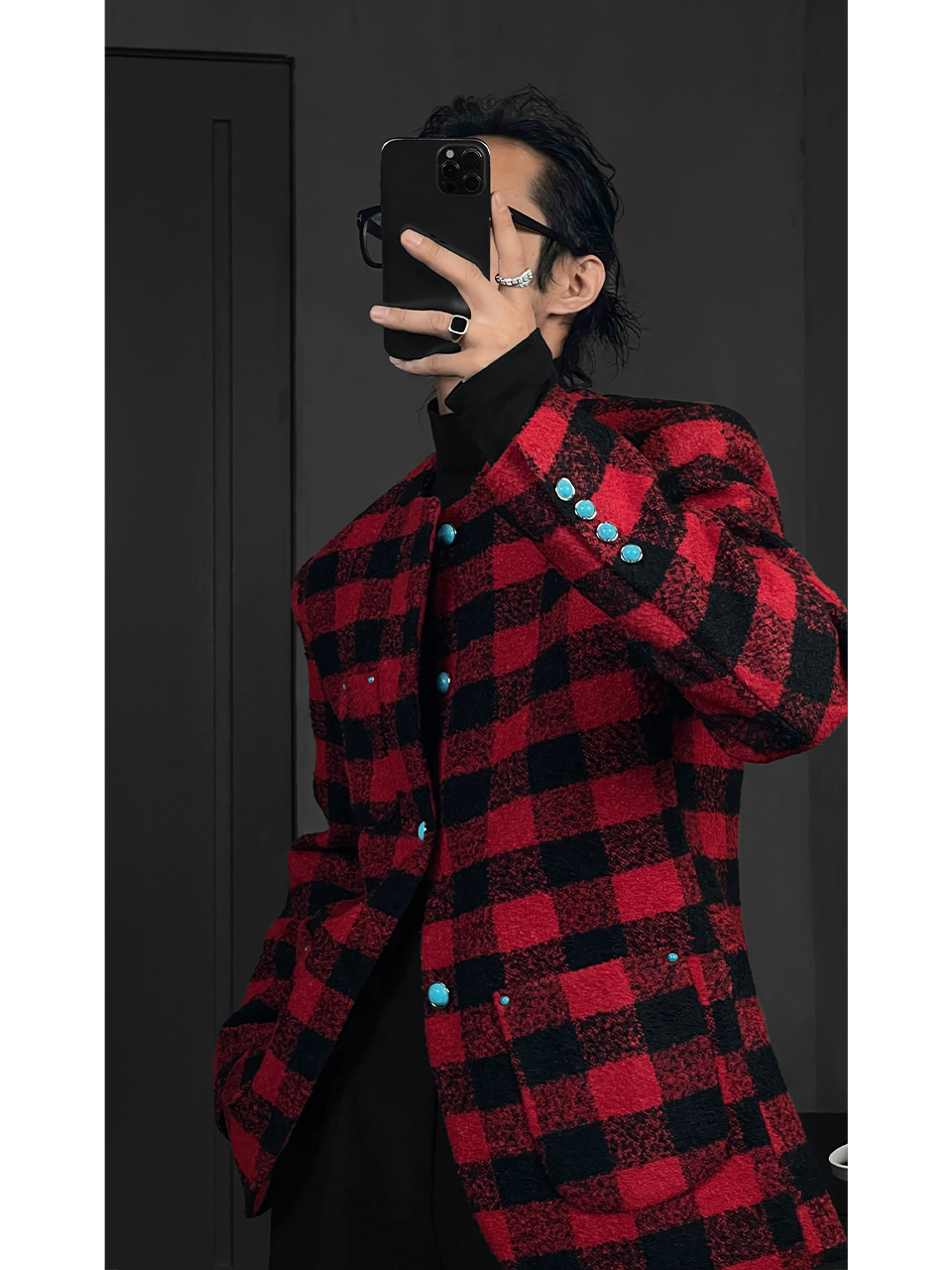 Retro Plaid Oversized Jacket Coat with Wind Collarless Design - Trendy Autumn Fashion for a High-End Look Retro Plaid Oversized Jacket Coat with Wind Collarless Design - Trendy Autumn Fashion for a High-End Look