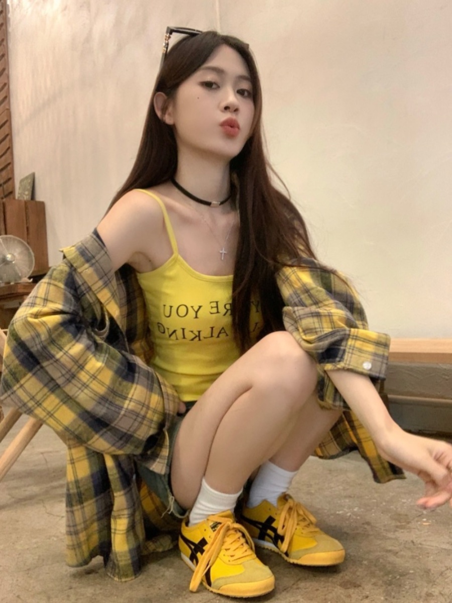 Retro Plaid Oversized Shirt for Jazz Dance - Mid-Length Loose Top for Music Festivals and Performances