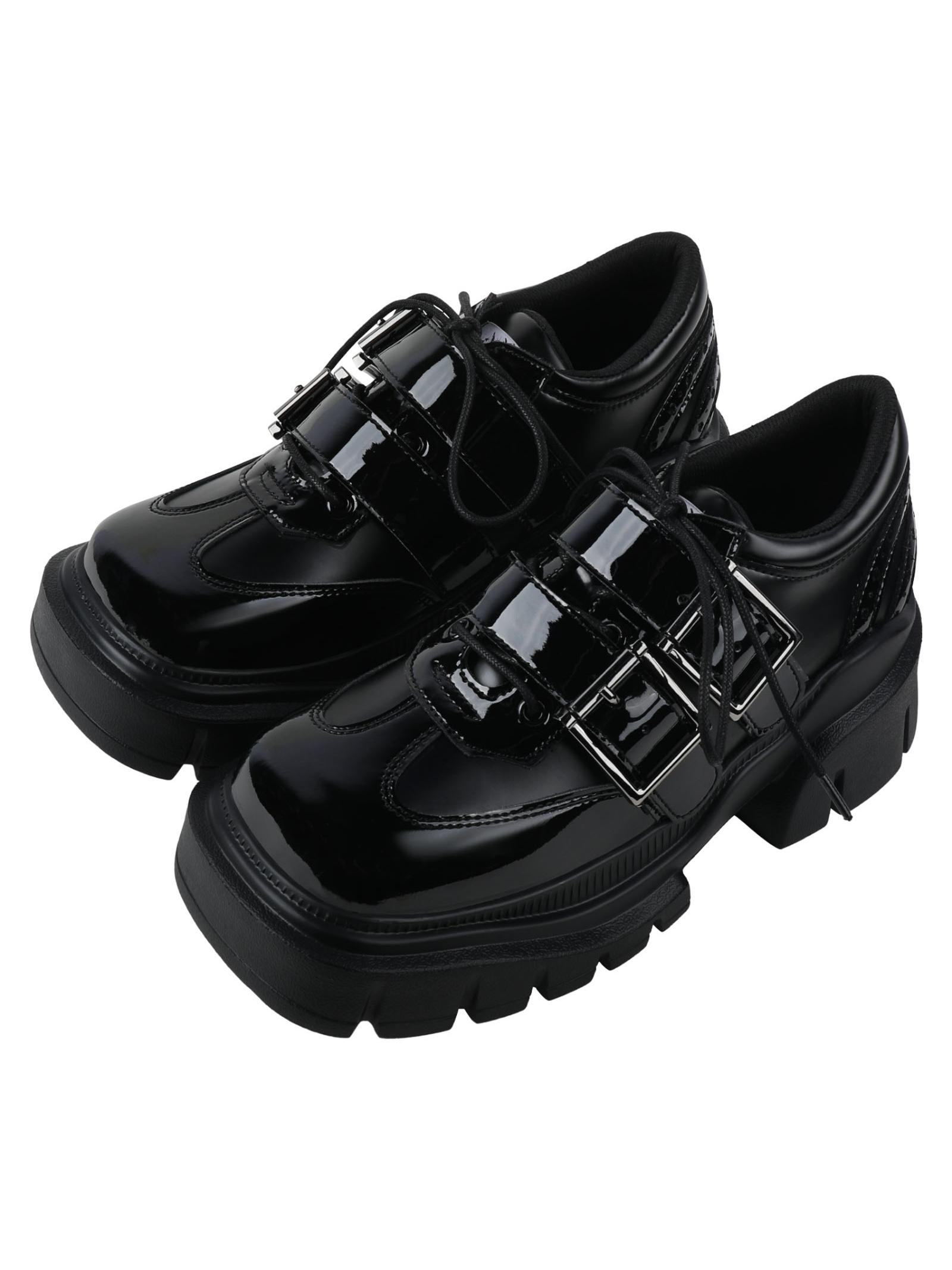 Retro Punk Small Leather Flats for Women - 2025 Spring/Summer Thick-Soled Black British Style Shoes Retro Punk Small Leather Flats for Women - 2025 Spring/Summer Thick-Soled Black British Style Shoes