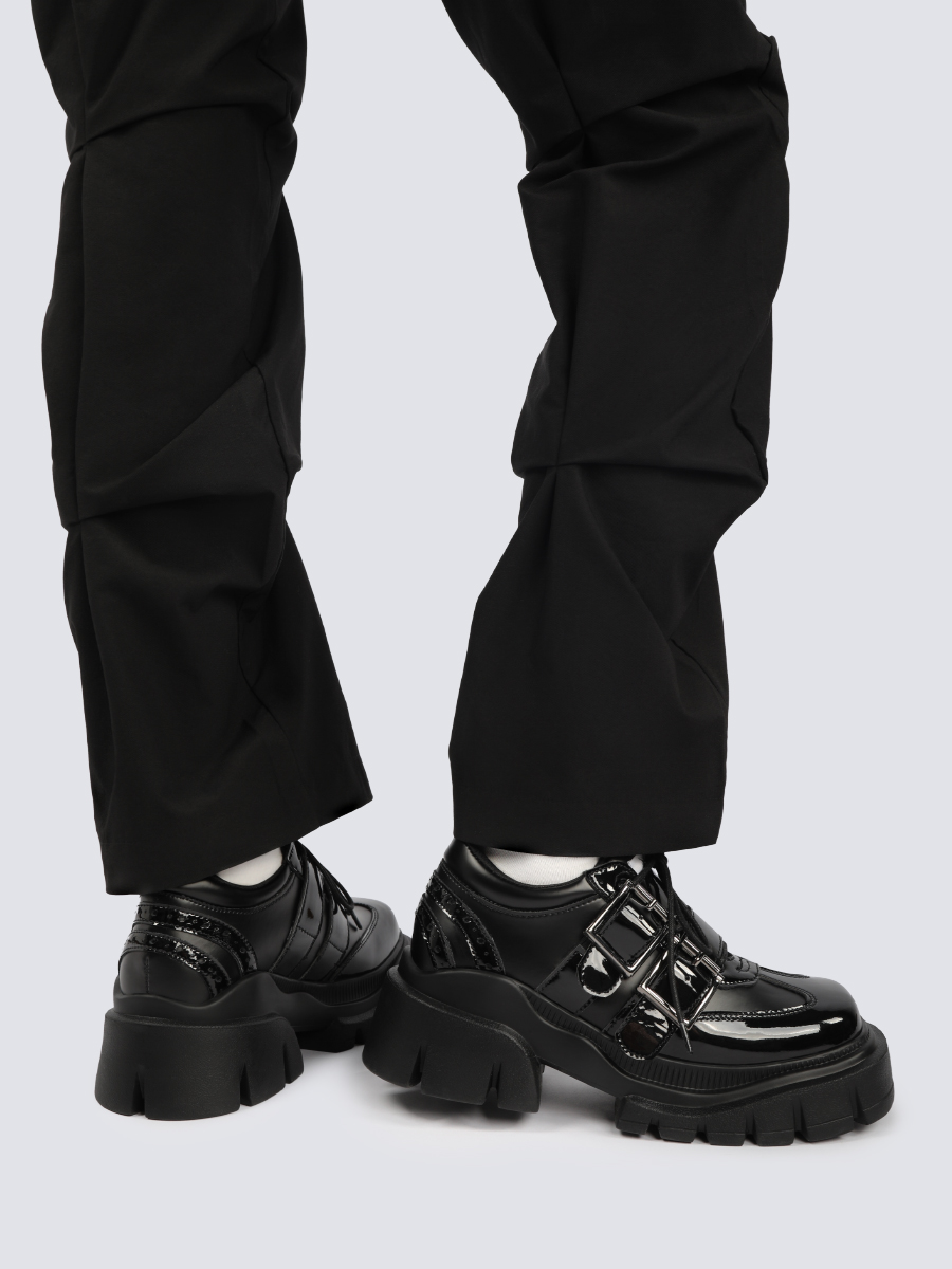 Retro Punk Small Leather Flats for Women - 2025 Spring/Summer Thick-Soled Black British Style Shoes Retro Punk Small Leather Flats for Women - 2025 Spring/Summer Thick-Soled Black British Style Shoes