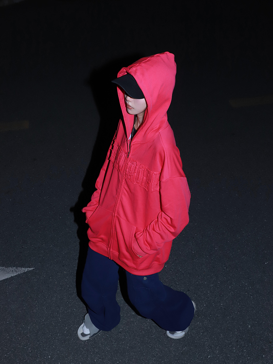 Retro Rose Red Cardigan Sweatshirt for Women, Hip-Hop Style with Patch Embroidery and Zipper, Loose Fit for Spring and Autumn Retro Rose Red Cardigan Sweatshirt for Women, Hip-Hop Style with Patch Embroidery and Zipper, Loose Fit for Spring and Autumn