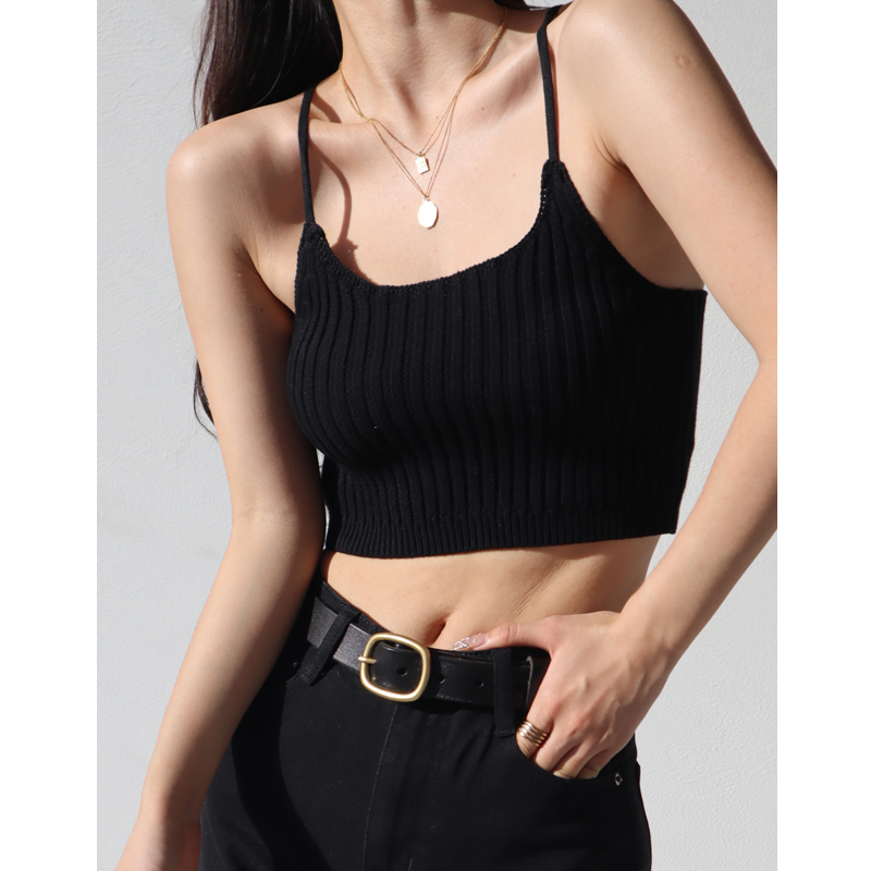Retro Slim-Fit U-Neck Back Tie High-Waisted Crop Top with Straps for Women - Sexy European American Style