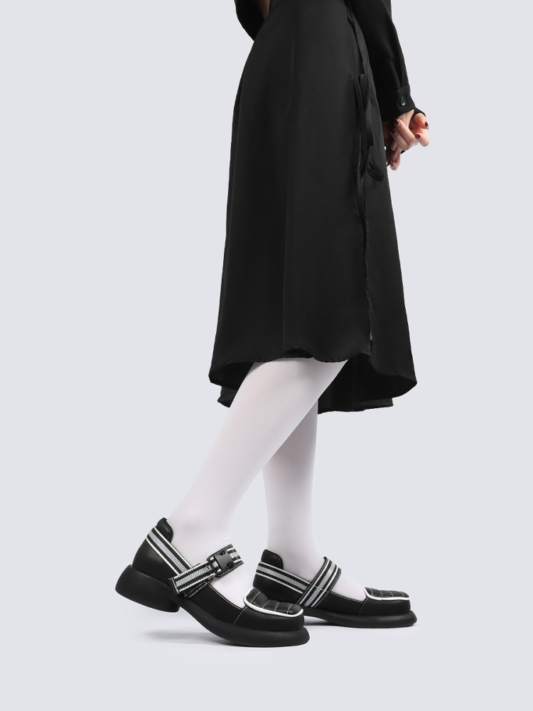 Retro Small Leather Mary Jane Shoes for Women - Thick-Soled Sports Footwear - 2025 Summer Fashion