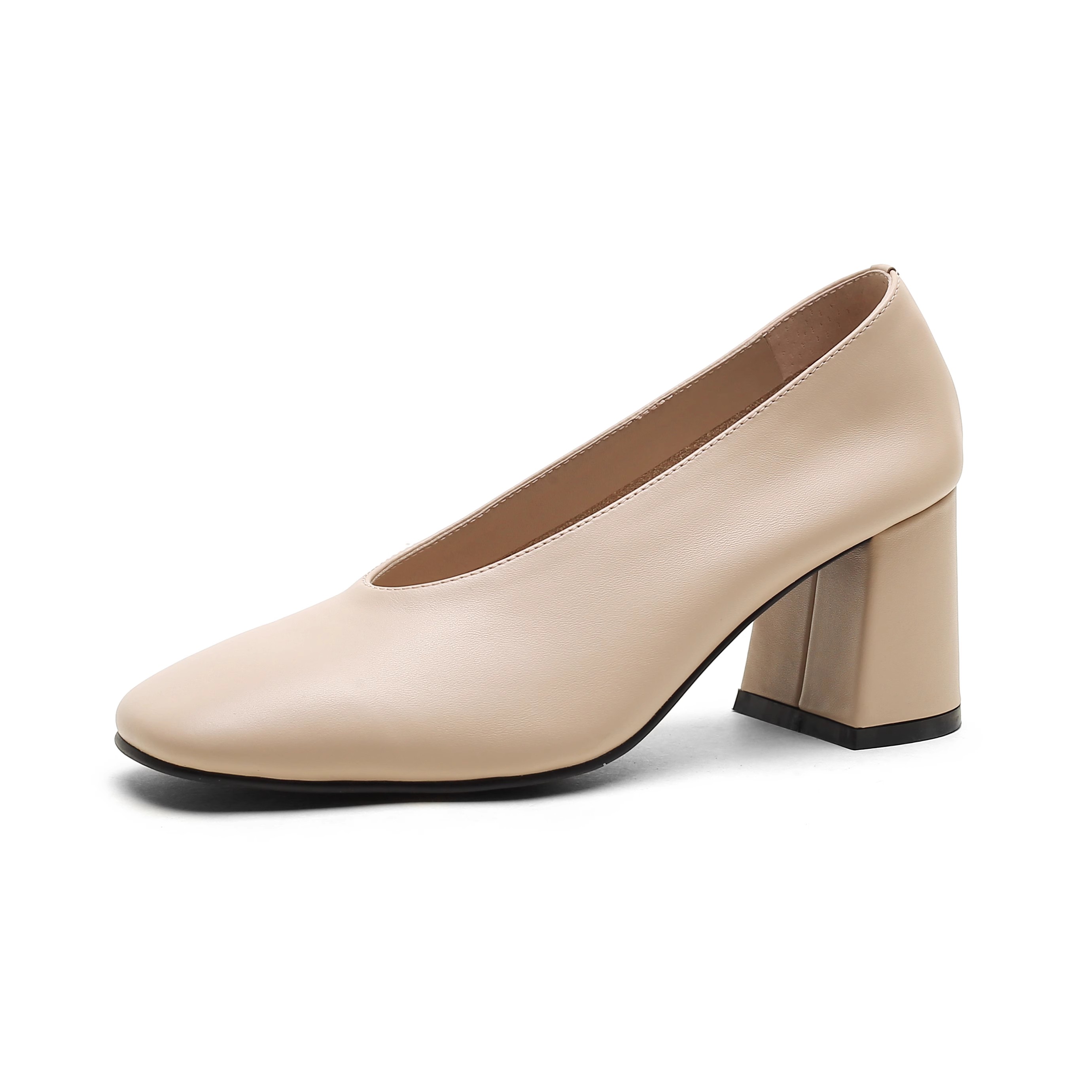 Retro Soft Leather High Heels for Women - 2025 Spring Square Toe Chunky Heels, Elegant Grandma Style, Comfortable Evening Shoes Retro Soft Leather High Heels for Women - 2025 Spring Square Toe Chunky Heels, Elegant Grandma Style, Comfortable Evening Shoes