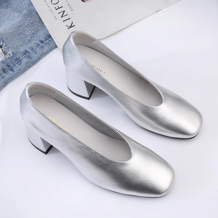 Retro Soft Leather High Heels for Women - 2025 Spring Square Toe Chunky Heels, Elegant Grandma Style, Comfortable Evening Shoes Retro Soft Leather High Heels for Women - 2025 Spring Square Toe Chunky Heels, Elegant Grandma Style, Comfortable Evening Shoes