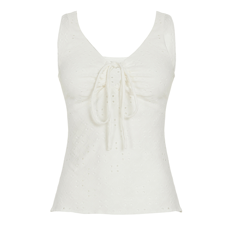 Retro Solid Color Textured Lace-Up Vest - Slim Fit Vintage Style Top for European and American Fashion Enthusiasts