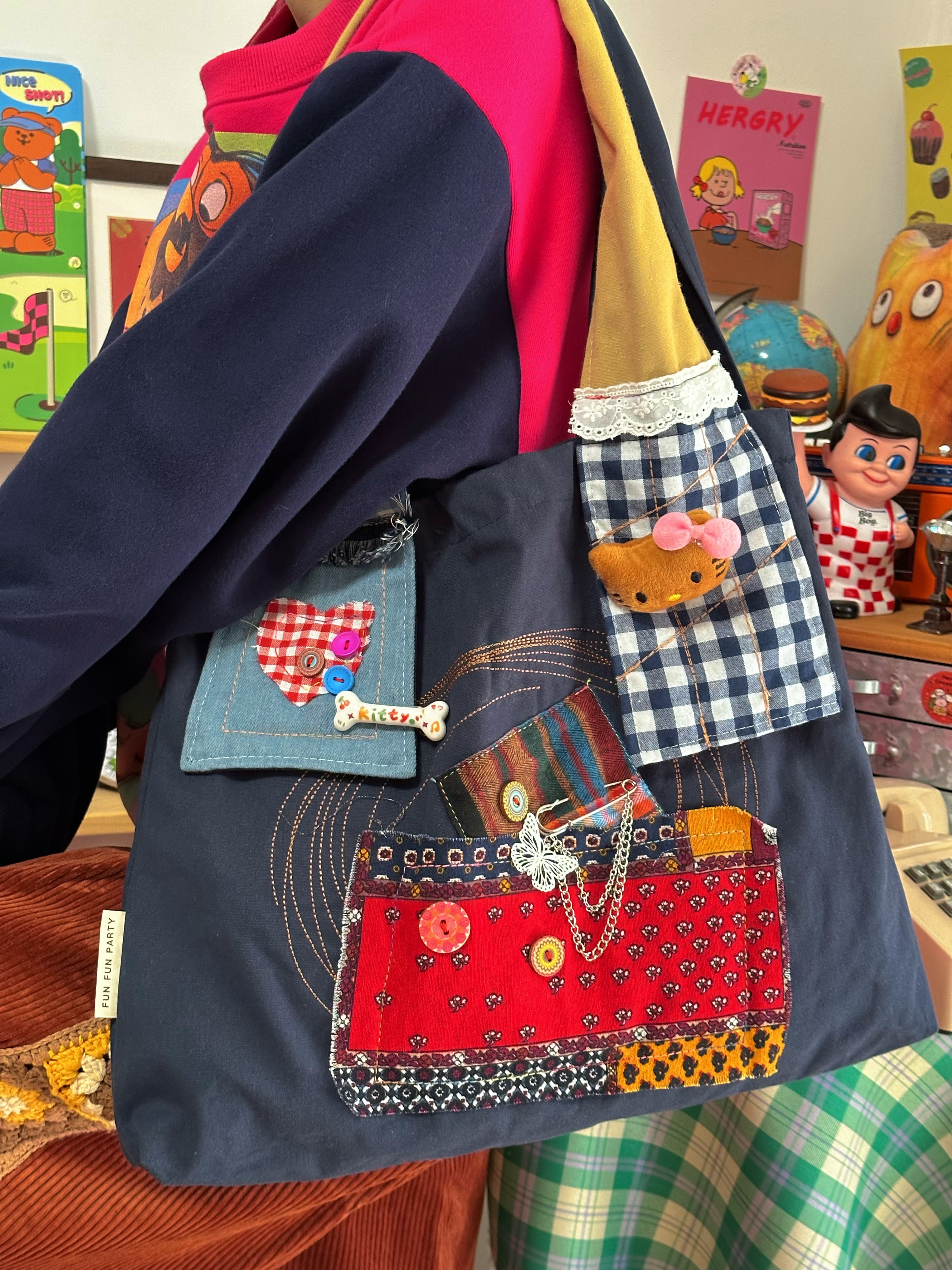 Retro Spliced Canvas Denim Tote Bag for Women - Large Capacity Handmade Bag for Spring and Summer, Perfect for Students