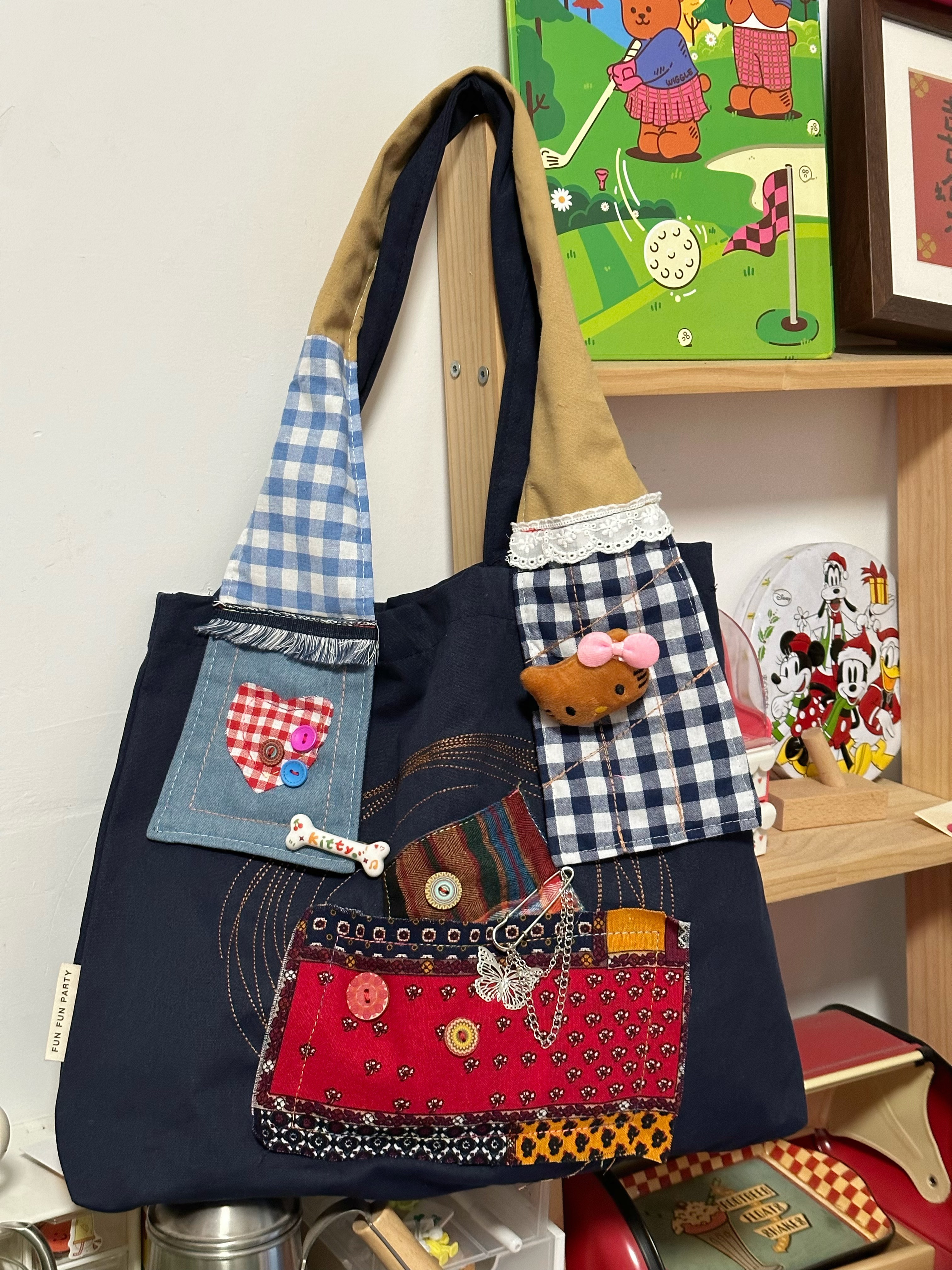 Retro Spliced Canvas Denim Tote Bag for Women - Large Capacity Handmade Bag for Spring and Summer, Perfect for Students