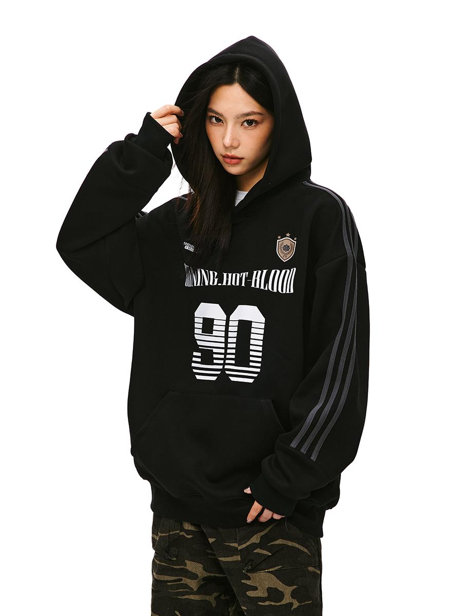 Retro Sports Jersey Hoodie for Men and Women - Unisex Loose Heavyweight Sports Style Jacket in Trendy American Design Retro Sports Jersey Hoodie for Men and Women - Unisex Loose Heavyweight Sports Style Jacket in Trendy American Design