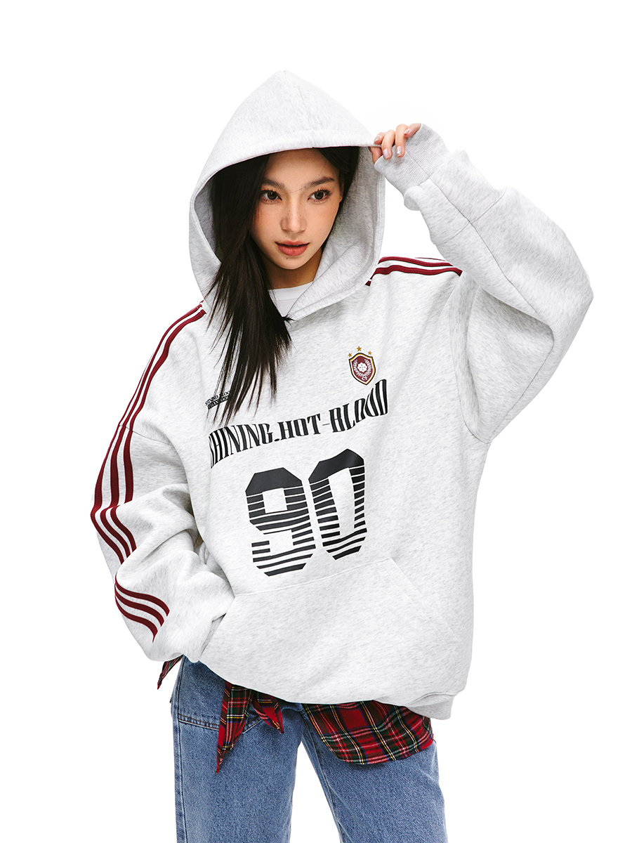 Retro Sports Jersey Hoodie for Men and Women - Unisex Loose Heavyweight Sports Style Jacket in Trendy American Design Retro Sports Jersey Hoodie for Men and Women - Unisex Loose Heavyweight Sports Style Jacket in Trendy American Design