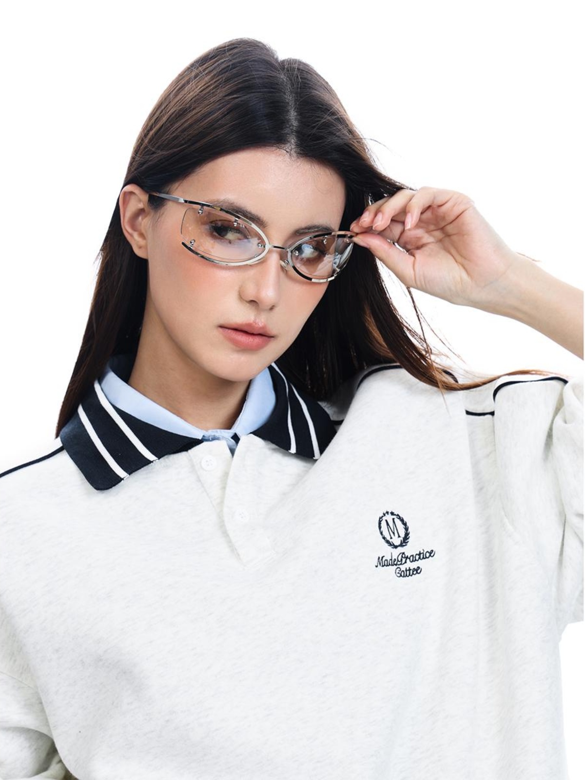 Retro Sports Style Polo Collar Sweatshirt for Men and Women, Loose Fit American Casual College Style High Jacket Retro Sports Style Polo Collar Sweatshirt for Men and Women, Loose Fit American Casual College Style High Jacket