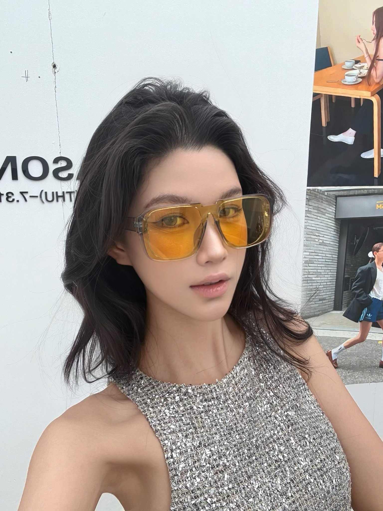 Retro Square Frame One-Piece Yellow Cycling Sunglasses - Windproof UV Protection Goggles for Men and Women, Trendy Y2K Style