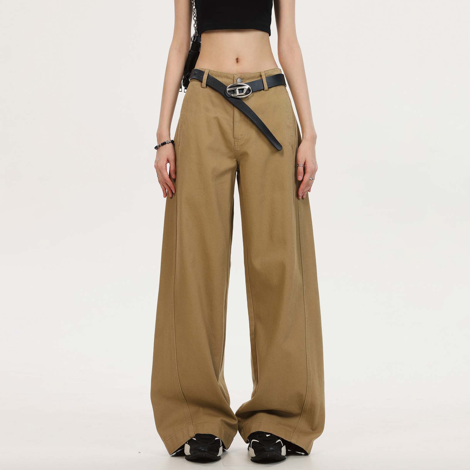Retro Straight Micro-Flare Casual Pants for Men and Women, Loose Wide-Leg Streetwear, Versatile Floor-Length Trousers, 90s American Style