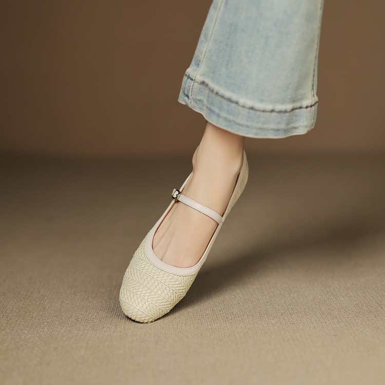 Retro Straw-Woven French Ballet Flats for Women - Chic 90s-Inspired Footwear Retro Straw-Woven French Ballet Flats for Women - Chic 90s-Inspired Footwear