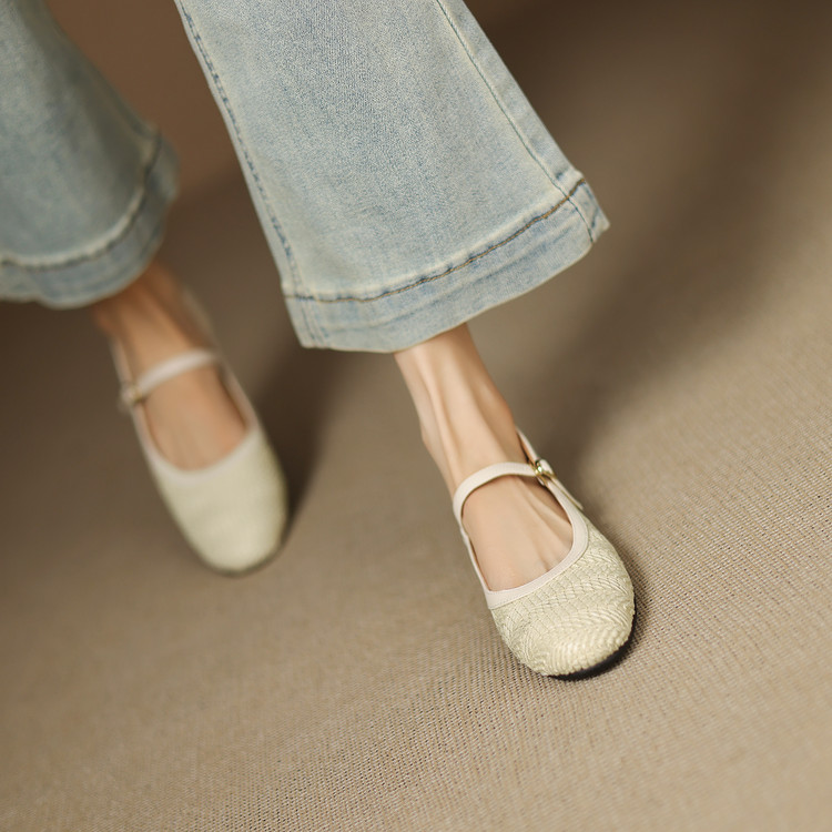 Retro Straw-Woven French Ballet Flats for Women - Chic 90s-Inspired Footwear Retro Straw-Woven French Ballet Flats for Women - Chic 90s-Inspired Footwear