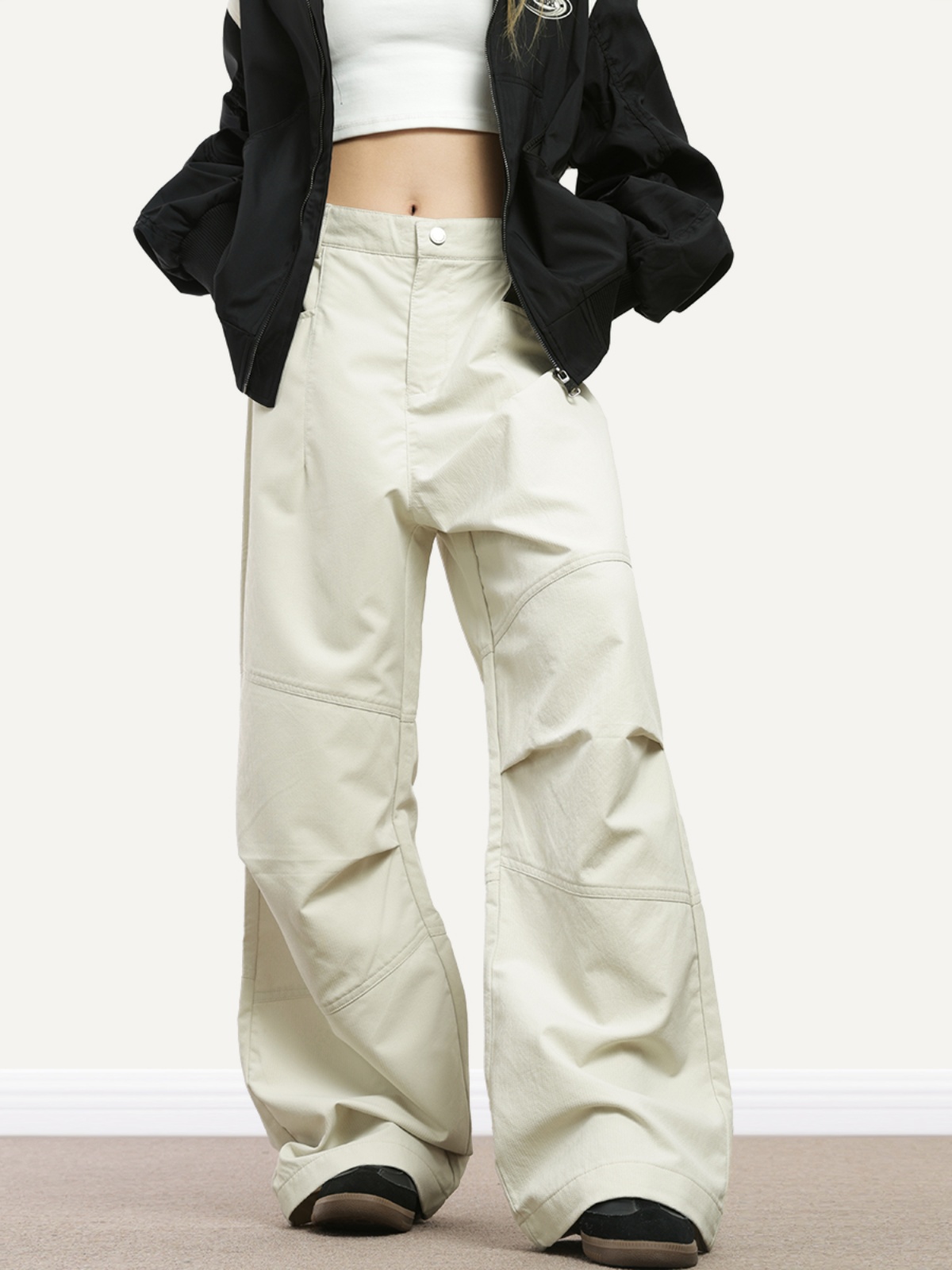 Retro Street Style Work Pants for Men and Women, Slim Fit Straight Leg, Wrinkled Floor-Length Wide-Leg Design Retro Street Style Work Pants for Men and Women, Slim Fit Straight Leg, Wrinkled Floor-Length Wide-Leg Design