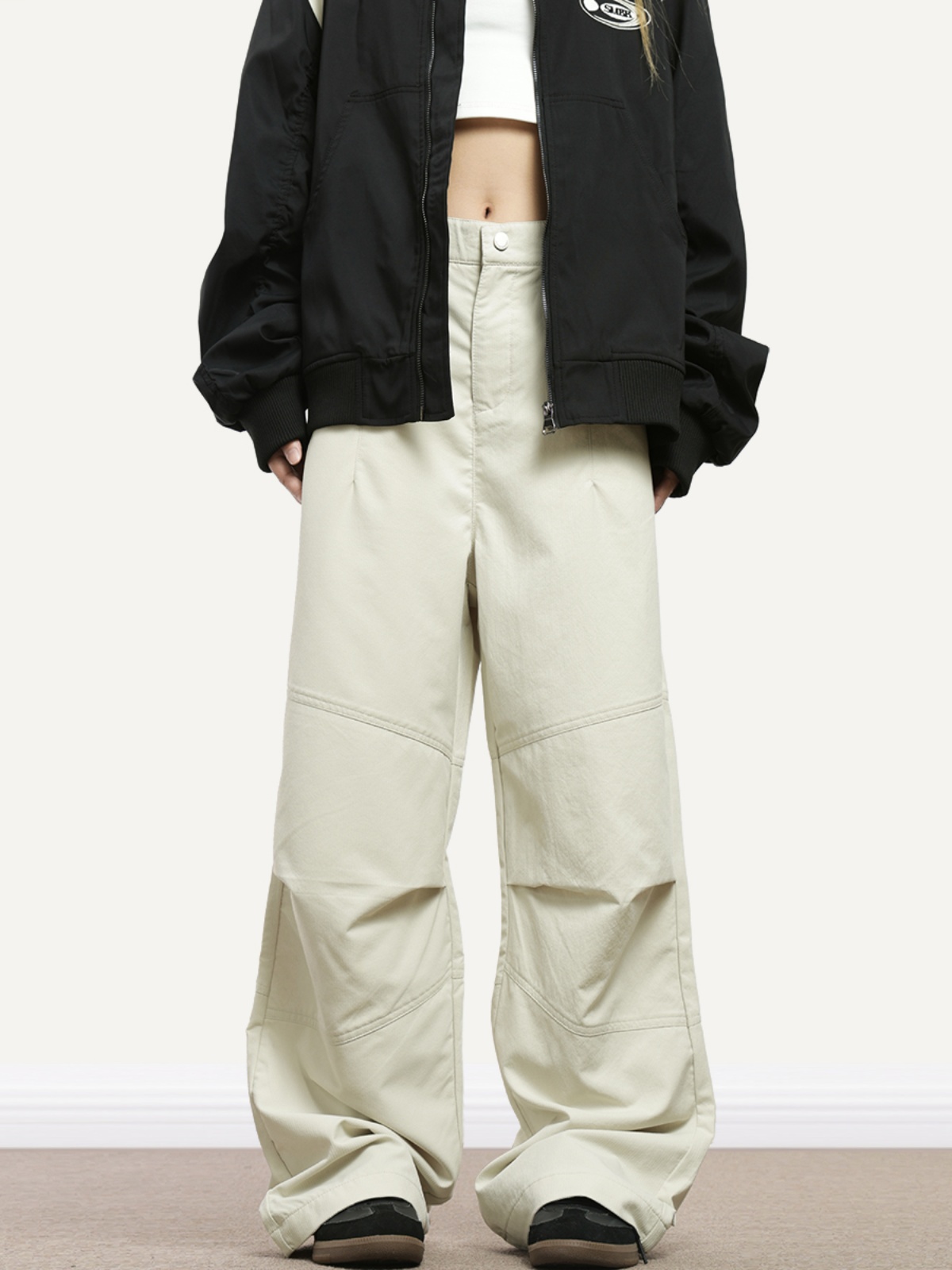 Retro Street Style Work Pants for Men and Women, Slim Fit Straight Leg, Wrinkled Floor-Length Wide-Leg Design Retro Street Style Work Pants for Men and Women, Slim Fit Straight Leg, Wrinkled Floor-Length Wide-Leg Design