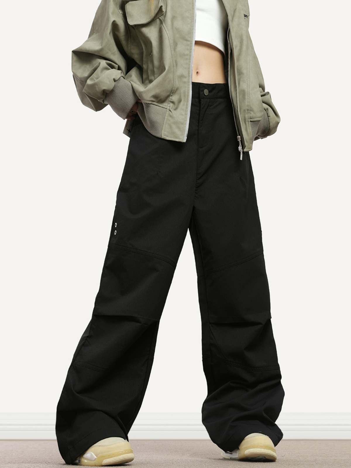 Retro Street Style Work Pants for Men and Women, Slim Fit Straight Leg, Wrinkled Floor-Length Wide-Leg Design Retro Street Style Work Pants for Men and Women, Slim Fit Straight Leg, Wrinkled Floor-Length Wide-Leg Design