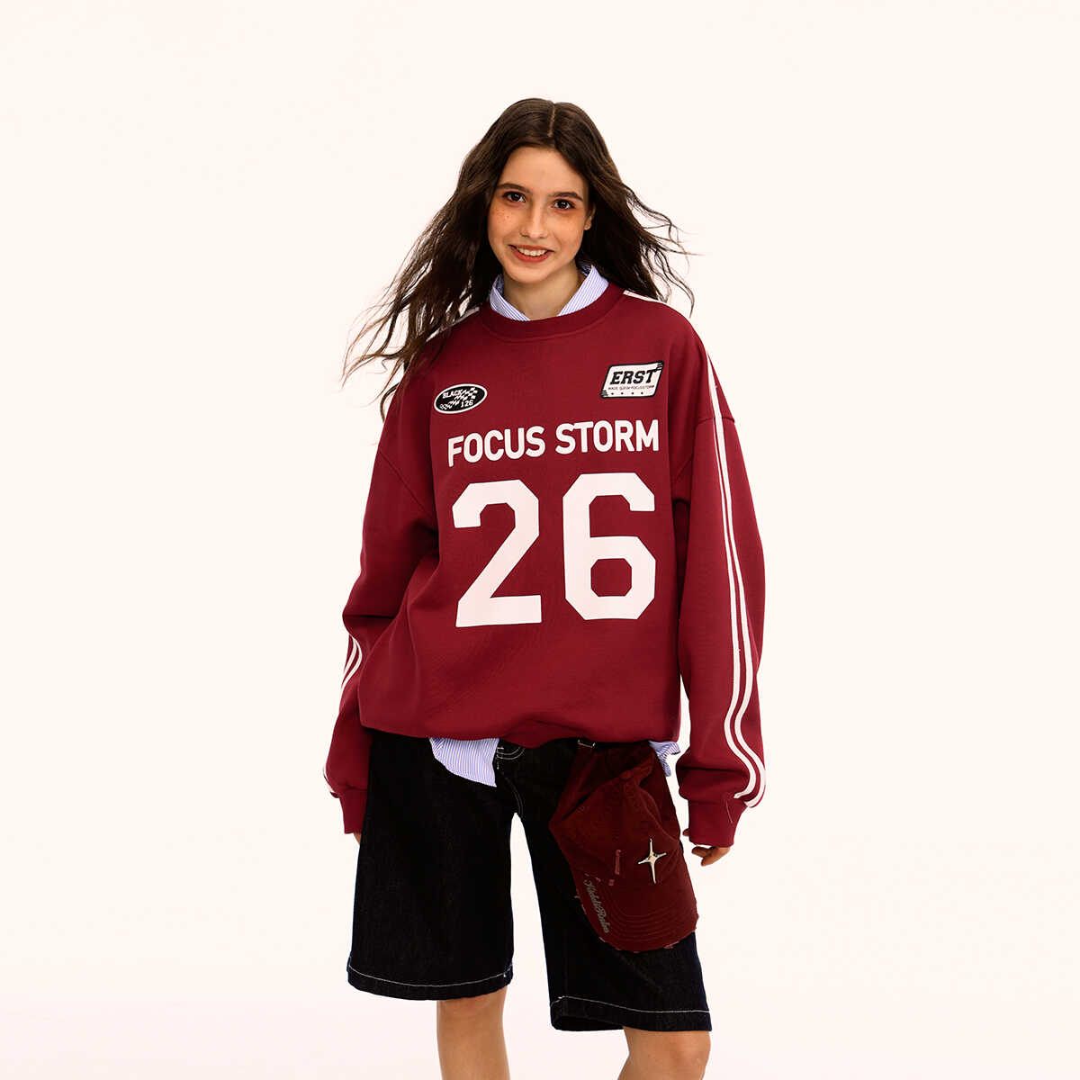 Retro Striped Sports Jersey Sweatshirt for Men and Women, Heavyweight Loose Fit Casual Jacket, Y2K Inspired Fashion Top